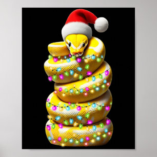 Ball Python Snake WeihnachtsHat Xmas Poster