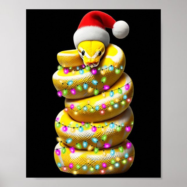 Ball Python Snake WeihnachtsHat Xmas Poster (Vorne)