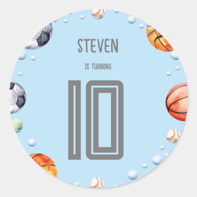 Ball Sports Kindergeburtstag Runder Aufkleber (Vorderseite)
