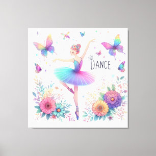 Ballarina, Blume und Schmetterlinge Leinwanddruck