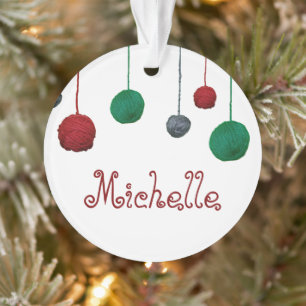 Bälle des Garn-Crafty Feiertags/Ihres Textes Ornament