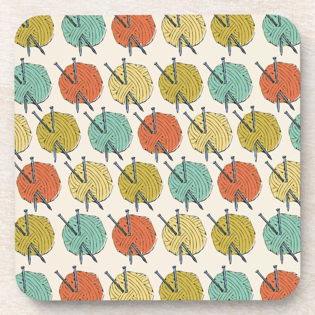 Bälle des Wolle-Musters Untersetzer (Vorderseite)