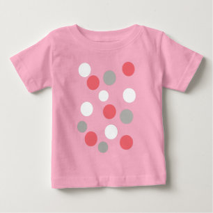 Bälle Kreise Muster Grau Weiß Korallenrosa Baby T-shirt