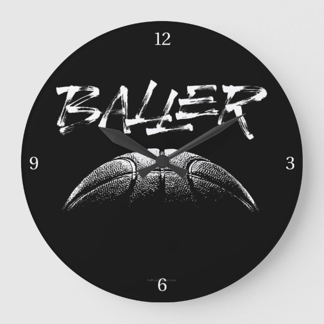 Baller (Basketball) Große Wanduhr (Vorderseite)