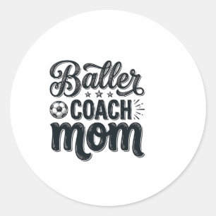 Baller Coach Mom Vintage Fußball Shirt Design_1 Runder Aufkleber