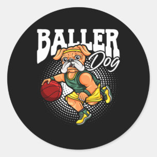 Baller Dog Sports Athlete Bulldog Muskel Hund Bas Runder Aufkleber