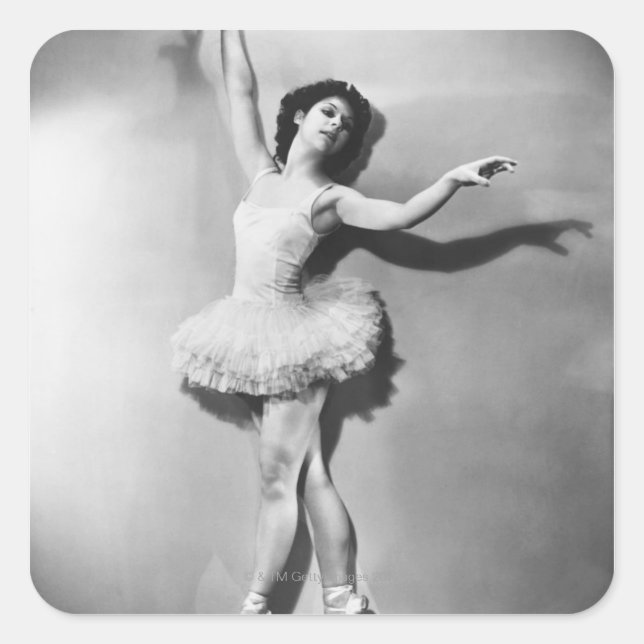 Ballerina 2 quadratischer aufkleber (Vorderseite)