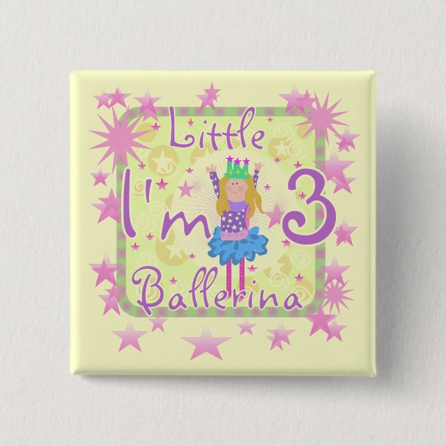 Ballerina 3. Geburtstag - Tshirts und Geschenke Button (Vorderseite)