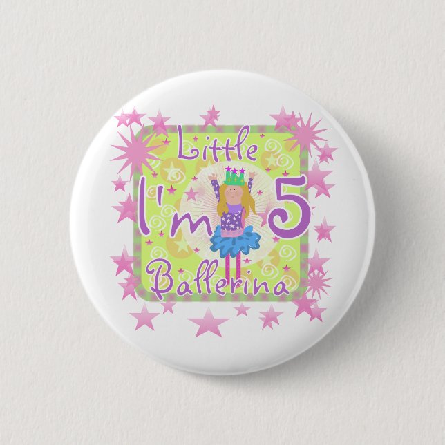 Ballerina 5th Birthday Shirts und Geschenke Button (Vorderseite)