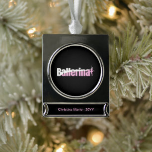 Ballerina - Abstraktes Ballett Banner-Ornament Silber