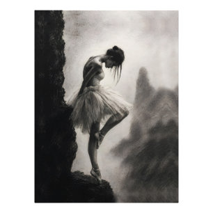 Ballerina am Klippenrand Monochrome Dramatische Ku Fotodruck