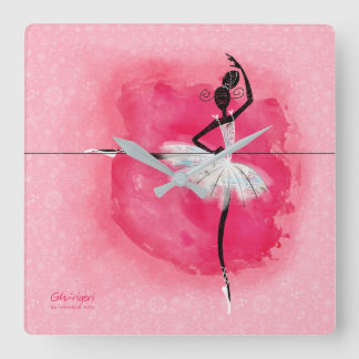 Ballerina an der Barre Quadratische Wanduhr