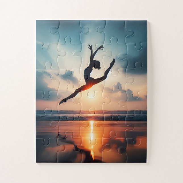 ballerina and lake with sunset puzzle (Vertikal)