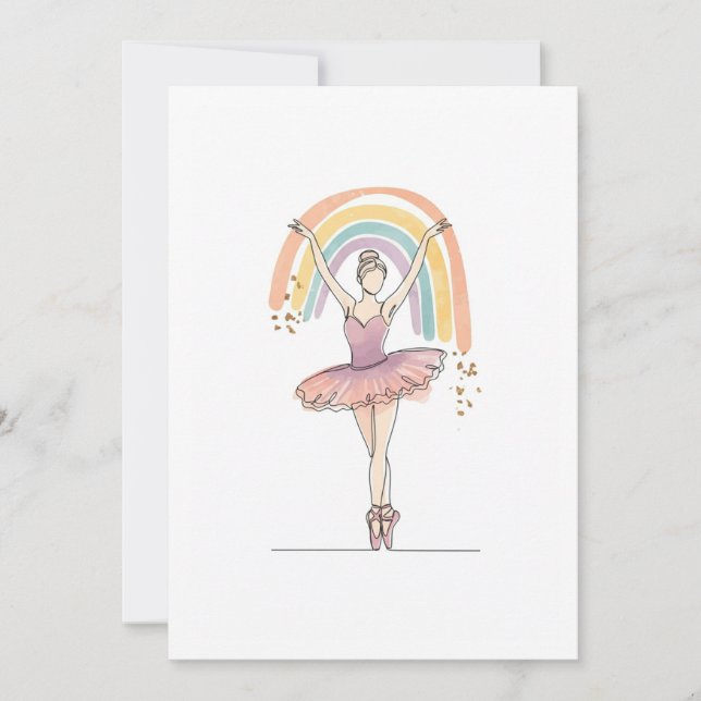 Ballerina and Rainbow Einladung (Vorderseite)