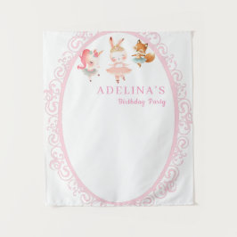 Ballerina Animals Geburtstagsparty Foto Hintergrun Wandteppich