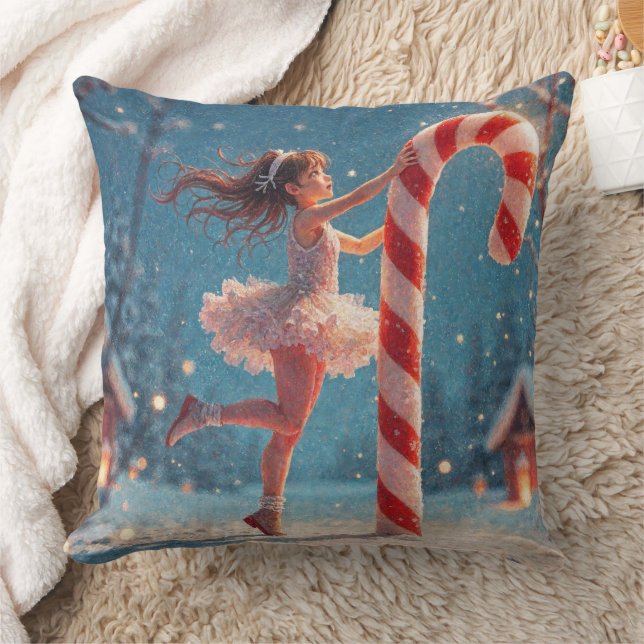 Ballerina Anime Girl & Candy Cane Weihnachten Kissen (Decke)