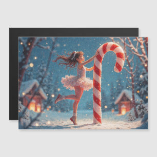 Ballerina Anime Girl & Candy Cane Weihnachten Magnetkarte