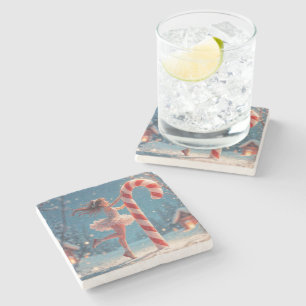 Ballerina Anime Girl & Candy Cane Weihnachten Steinuntersetzer