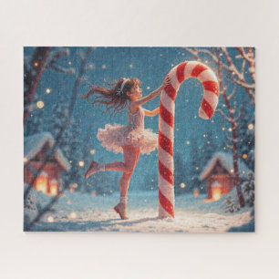 Ballerina-Anime-Mädchen & Candy-Cane-Weihnachten Puzzle
