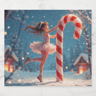 Ballerina-Anime-Mädchen & Zuckerstangen-Weihnachte Bierflaschenetikett