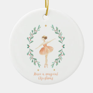 Ballerina Aquarellfarbe niedliche Weihnachten Keramik Ornament