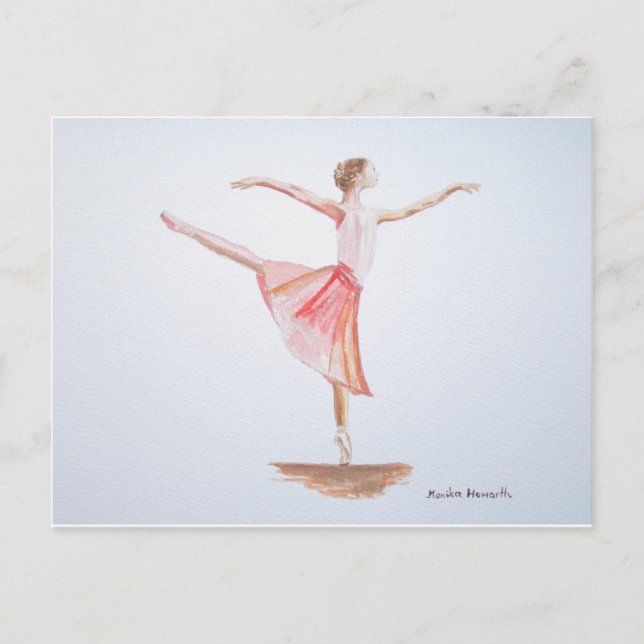 Ballerina Aquarelltänzerin Wasserfarbe Girl Postkarte (Vorderseite)