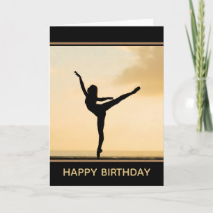 Ballerina Arabesque Sunset   Happy Birthday Karte