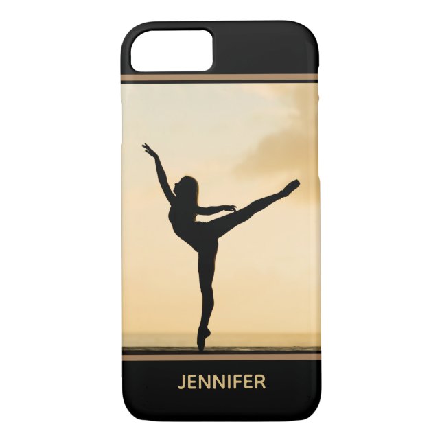 Ballerina Arabesque Sunset Silhouette Personalisie Case-Mate iPhone Hülle (Rückseite)