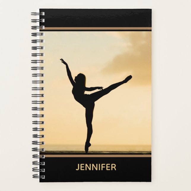 Ballerina Arabesque Sunset Silhouette Personalisie Planer (Vorderseite)