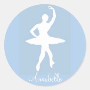 Ballerina auf Blue Round Stickers