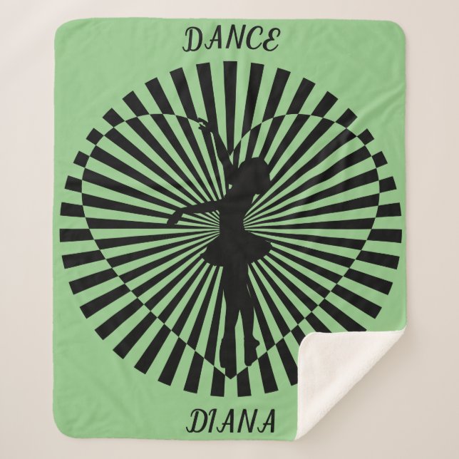 Ballerina auf einer abstrakten schwarz-weißen Deck Sherpadecke (Vorderseite)