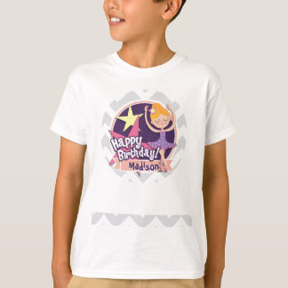 Ballerina auf leicht grauem und weißem Zickzack Mu T-Shirt