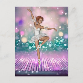 Ballerina auf Lila Boden und Aquamarinem Hintergru Postkarte