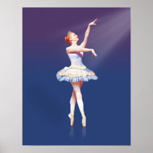 Ballerina auf Pointe im Scheinwerfer Poster