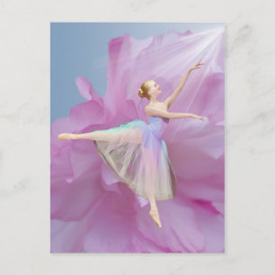 Ballerina auf rosa und blaue Postkarte