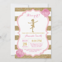 Ballerina Baby Dusche Rosa und Gold Glitzer