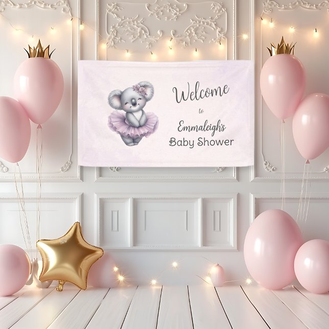 Ballerina Baby Girl Dusche Tutu Koala Willkommen Banner (Von Creator hochgeladen)