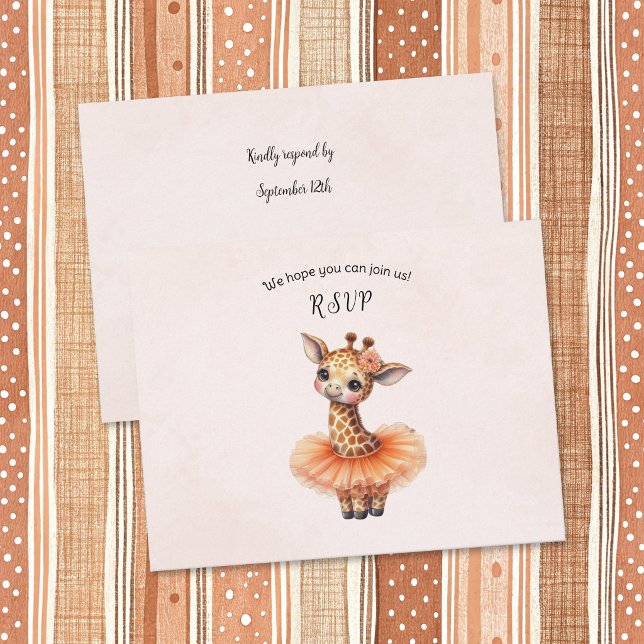 Ballerina Baby Girl Shower Tutu Elegant Giraffe RSVP Karte (Von Creator hochgeladen)