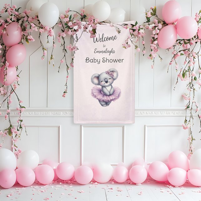 Ballerina Baby Girl Shower Vertical Koala Willkomm Banner (Von Creator hochgeladen)
