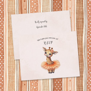 Ballerina-Baby-Mädchen-Shower-Tutu-elegante Giraff RSVP Karte