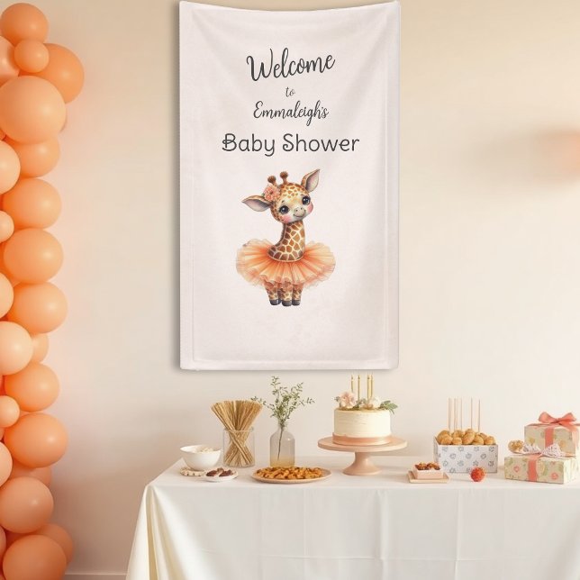 Ballerina Baby Shower Vertical Giraffe Welcome Banner (Von Creator hochgeladen)