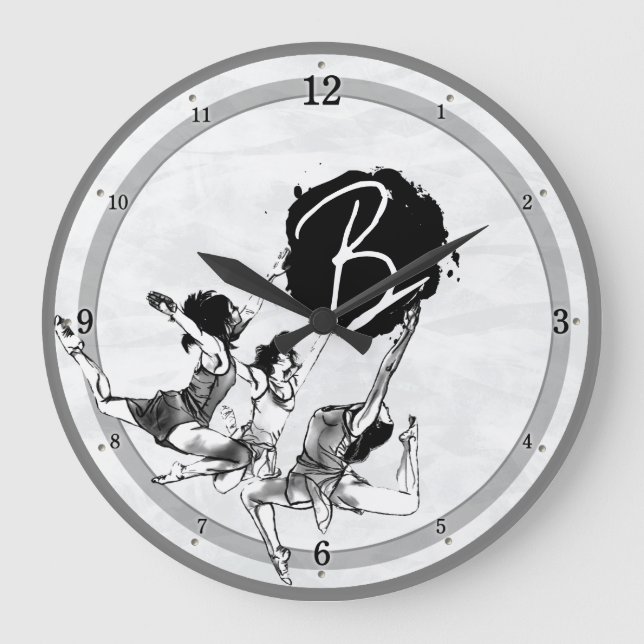 Ballerina Ballet Dancing Clocks Große Wanduhr (Vorderseite)