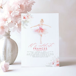 Ballerina Ballet Floral Pink Geburtstagsparty Einladung