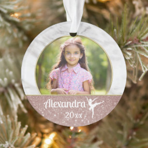 Ballerina Ballet Frische Pasta machen Rosa Glitzer Ornament