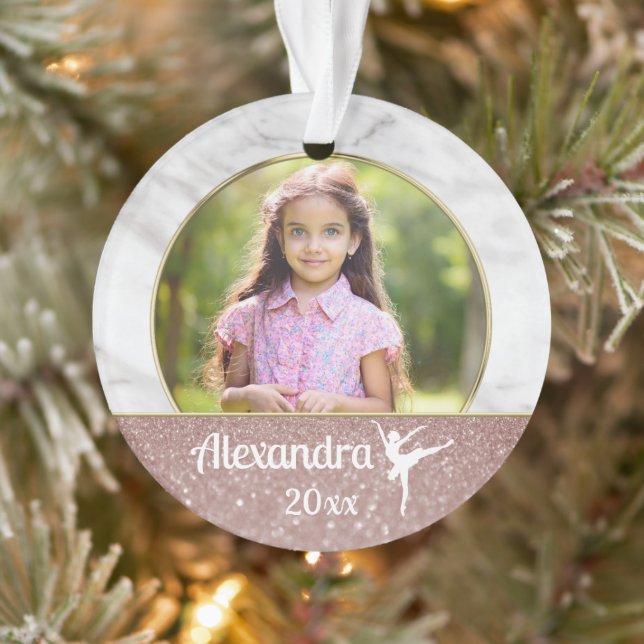 Ballerina Ballet Frische Pasta machen Rosa Glitzer Ornament (Baum)