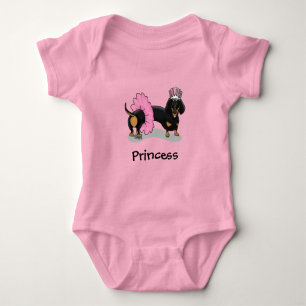 Ballerina Ballet Princess Dachshund (black & tan) Baby Strampler