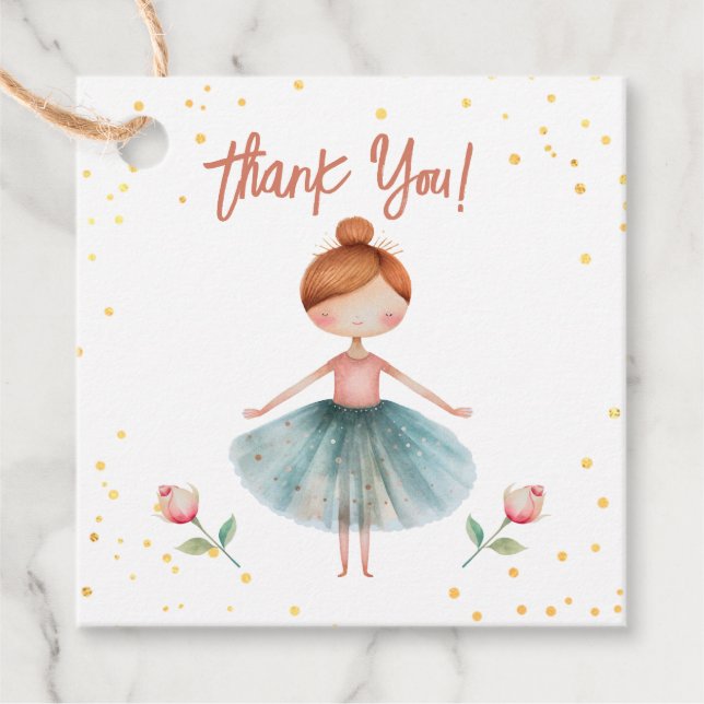 Ballerina Ballet Red Hair Girl zum Geburtstag Geschenkanhänger (Vorderseite)