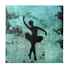 Ballerina Balletänzerin Silhouette Blue Fliese