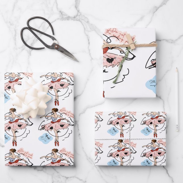 Ballerina Balletcore-Muster Geschenkpapier Set (Vorderseite)