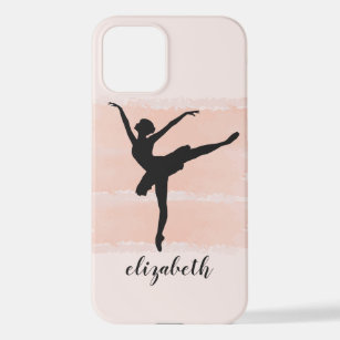 Ballerina Ballett Silhouette auf rosa Wasserfarbe iPhone 12 Hülle